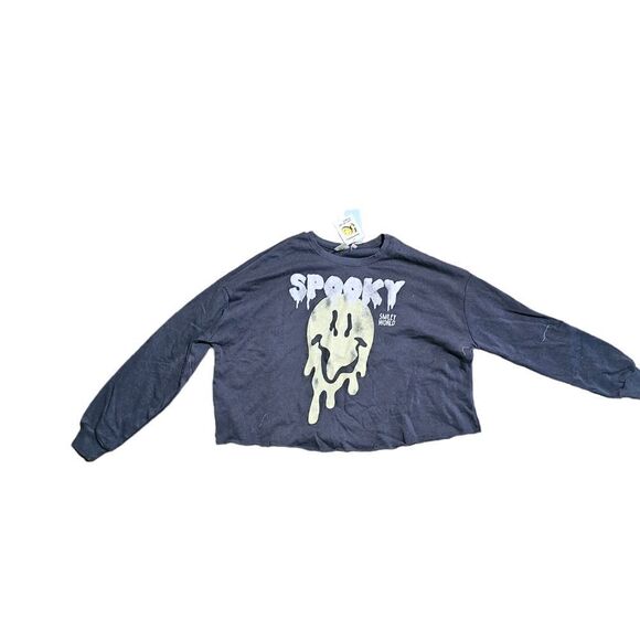 Women's SMILEY WORLD Spooky Cropped Sweatshirt XXL - Picture 1 of 5